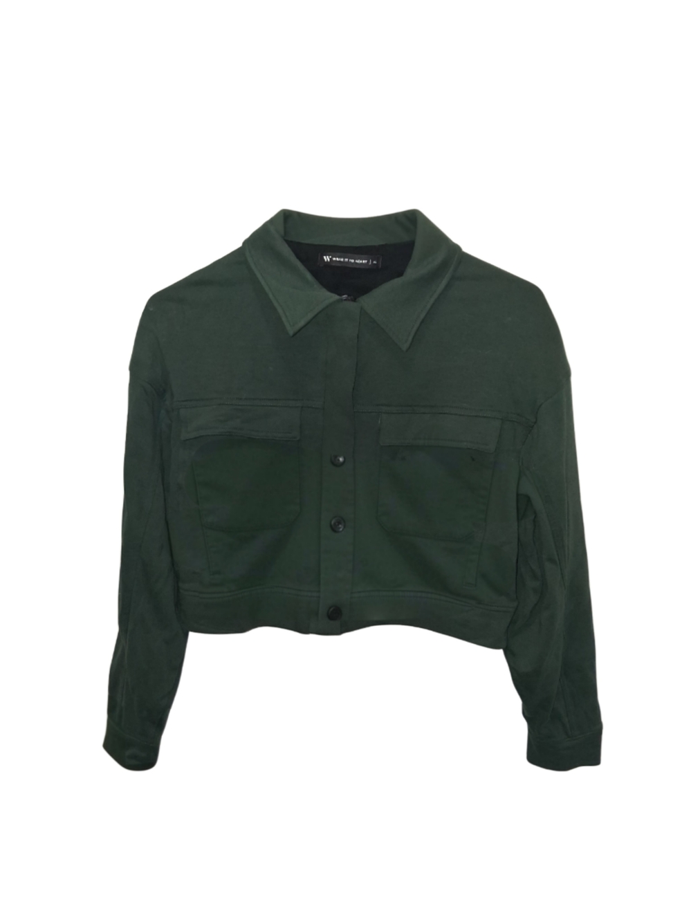 Army Green Cropped Jacket. Zipper Front NWOT XS